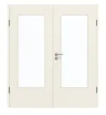 Frontansicht von GARANT Doppelflügeltür inkl. Zarge Weißlack 9010 mit Lichtausschnitt LA-DIN