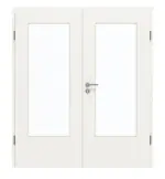 Frontansicht von GARANT Doppelflügeltür inkl. Zarge Weißlack 9016 GHK08 mit Lichtausschnitt LA-DIN