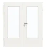 Frontansicht von GARANT Doppelflügeltür inkl. Zarge Weißlack 9016 mit Lichtausschnitt LA-DIN