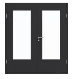 Frontansicht von GARANT Doppelflügeltür inkl. Zarge Matt RAL 9005 G-TEC mit Lichtausschnitt LA-DIN