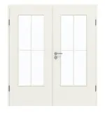 Frontansicht von GARANT Doppelflügeltür inkl. Zarge 0135-60 Rain Resopal mit Lichtausschnitt LA-DIN Sprosse SP0