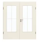 Frontansicht von GARANT Doppelflügeltür inkl. Zarge 0140-60 Dawn Resopal mit Lichtausschnitt LA-DIN Sprosse SP0