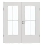 Frontansicht von GARANT Doppelflügeltür inkl. Zarge 0160-60 Silver Grey CPL mit Lichtausschnitt LA-DIN Sprosse SP0