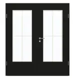 Frontansicht von GARANT Doppelflügeltür inkl. Zarge 0901-60 Black Resopal mit Lichtausschnitt LA-DIN Sprosse SP0