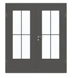 Frontansicht von GARANT Doppelflügeltür inkl. Zarge 10622-60 Ebony CPL mit Lichtausschnitt LA-DIN Sprosse SP0