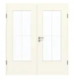 Frontansicht von GARANT Doppelflügeltür inkl. Zarge 9417-60 Snow White CPL mit Lichtausschnitt LA-DIN Sprosse SP0