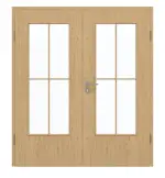 Frontansicht von GARANT Doppelflügeltür inkl. Zarge Authentic Asteiche CPL mit Lichtausschnitt LA-DIN Sprosse SP0