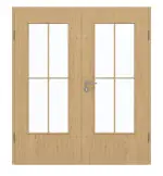 Frontansicht von GARANT Doppelflügeltür inkl. Zarge Authentic Asteiche GCK08 mit Lichtausschnitt LA-DIN Sprosse SP0