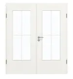 Frontansicht von GARANT Doppelflügeltür inkl. Zarge Authentic Bianco CPL mit Lichtausschnitt LA-DIN Sprosse SP0