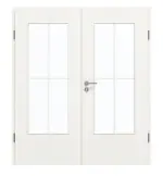 Frontansicht von GARANT Doppelflügeltür inkl. Zarge Authentic Bianco GCK08 mit Lichtausschnitt LA-DIN Sprosse SP0