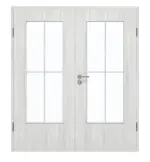 Frontansicht von GARANT Doppelflügeltür inkl. Zarge Authentic Grigio GCK08 mit Lichtausschnitt LA-DIN Sprosse SP0