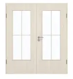 Frontansicht von GARANT Doppelflügeltür inkl. Zarge Authentic Perl GCK08 mit Lichtausschnitt LA-DIN Sprosse SP0