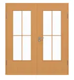 Frontansicht von GARANT Doppelflügeltür inkl. Zarge Buche Exklusiv CPL mit Lichtausschnitt LA-DIN Sprosse SP0