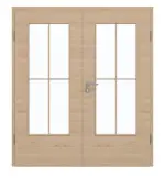 Frontansicht von GARANT Doppelflügeltür inkl. Zarge Quer Authentic Achat CPL mit Lichtausschnitt LA-DIN Sprosse SP0