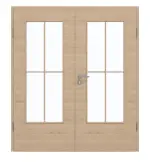 Frontansicht von GARANT Doppelflügeltür inkl. Zarge Quer Authentic Achat GCK08 mit Lichtausschnitt LA-DIN Sprosse SP0