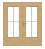 Frontansicht von GARANT Doppelflügeltür inkl. Zarge Quer Authentic Asteiche CPL mit Lichtausschnitt LA-DIN Sprosse SP0