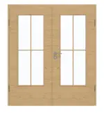 Frontansicht von GARANT Doppelflügeltür inkl. Zarge Quer Authentic Asteiche GCK08 mit Lichtausschnitt LA-DIN Sprosse SP0