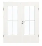 Frontansicht von GARANT Doppelflügeltür inkl. Zarge Quer Authentic Bianco CPL mit Lichtausschnitt LA-DIN Sprosse SP0