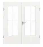 Frontansicht von GARANT Doppelflügeltür inkl. Zarge Quer Authentic Bianco GCK08 mit Lichtausschnitt LA-DIN Sprosse SP0