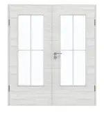 Frontansicht von GARANT Doppelflügeltür inkl. Zarge Quer Authentic Grigio GCK08 mit Lichtausschnitt LA-DIN Sprosse SP0