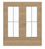 Frontansicht von GARANT Doppelflügeltür inkl. Zarge Quer Authentic Risseiche CPL mit Lichtausschnitt LA-DIN Sprosse SP0