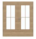 Frontansicht von GARANT Doppelflügeltür inkl. Zarge Quer Authentic Risseiche GCK08 mit Lichtausschnitt LA-DIN Sprosse SP0