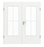 Frontansicht von GARANT Doppelflügeltür inkl. Zarge D354-60 Designer White Resopal mit Lichtausschnitt LA-DIN Sprosse SP0