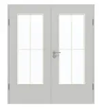 Frontansicht von GARANT Doppelflügeltür inkl. Zarge D92-60 Dove Grey Resopal mit Lichtausschnitt LA-DIN Sprosse SP0