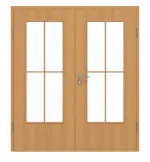 Frontansicht von GARANT Doppelflügeltür inkl. Zarge Eiche Premium CPL mit Lichtausschnitt LA-DIN Sprosse SP0