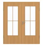 Frontansicht von GARANT Doppelflügeltür inkl. Zarge Eiche Premium GCK08 mit Lichtausschnitt LA-DIN Sprosse SP0