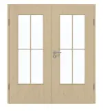 Frontansicht von GARANT Doppelflügeltür inkl. Zarge Natura Ahorn CPL mit Lichtausschnitt LA-DIN Sprosse SP0