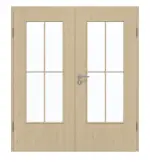 Frontansicht von GARANT Doppelflügeltür inkl. Zarge Natura Ahorn GCK08 mit Lichtausschnitt LA-DIN Sprosse SP0