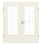 Frontansicht von GARANT Doppelflügeltür inkl. Zarge Weißlack 9010 GHK08 mit Lichtausschnitt LA-DIN Sprosse SP0