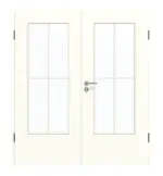 Frontansicht von GARANT Doppelflügeltür inkl. Zarge U11026SD Kristallweiß GHK08 mit Lichtausschnitt LA-DIN Sprosse SP0