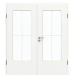 Frontansicht von GARANT Doppelflügeltür inkl. Zarge U11209SD Edelweiß GHK08 mit Lichtausschnitt LA-DIN Sprosse SP0