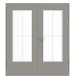 Frontansicht von GARANT Doppelflügeltür inkl. Zarge U12115SD Platingrau GHK08 mit Lichtausschnitt LA-DIN Sprosse SP0