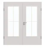 Frontansicht von GARANT Doppelflügeltür inkl. Zarge U12188SD Lichtgrau GHK08 mit Lichtausschnitt LA-DIN Sprosse SP0