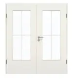 Frontansicht von GARANT Doppelflügeltür inkl. Zarge Weiß Struktur Premium GCK08 mit Lichtausschnitt LA-DIN Sprosse SP0