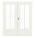 Frontansicht von GARANT Doppelflügeltür inkl. Zarge 0135-60 Rain Resopal mit Lichtausschnitt LA-DIN Sprosse SP1