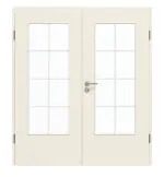 Frontansicht von GARANT Doppelflügeltür inkl. Zarge 0140-60 Dawn Resopal mit Lichtausschnitt LA-DIN Sprosse SP1