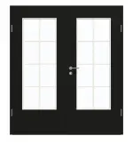 Frontansicht von GARANT Doppelflügeltür inkl. Zarge 0901-60 Black Resopal mit Lichtausschnitt LA-DIN Sprosse SP1