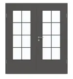 Frontansicht von GARANT Doppelflügeltür inkl. Zarge 10622-60 Ebony CPL mit Lichtausschnitt LA-DIN Sprosse SP1