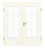 Frontansicht von GARANT Doppelflügeltür inkl. Zarge 9417-60 Snow White CPL mit Lichtausschnitt LA-DIN Sprosse SP1