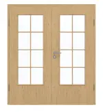 Frontansicht von GARANT Doppelflügeltür inkl. Zarge Authentic Asteiche CPL mit Lichtausschnitt LA-DIN Sprosse SP1