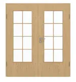 Frontansicht von GARANT Doppelflügeltür inkl. Zarge Authentic Asteiche GCK08 mit Lichtausschnitt LA-DIN Sprosse SP1