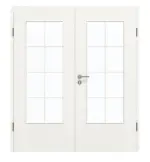 Frontansicht von GARANT Doppelflügeltür inkl. Zarge Authentic Bianco CPL mit Lichtausschnitt LA-DIN Sprosse SP1