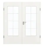 Frontansicht von GARANT Doppelflügeltür inkl. Zarge Authentic Bianco GCK08 mit Lichtausschnitt LA-DIN Sprosse SP1