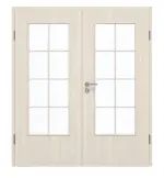 Frontansicht von GARANT Doppelflügeltür inkl. Zarge Authentic Perl CPL mit Lichtausschnitt LA-DIN Sprosse SP1