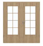 Frontansicht von GARANT Doppelflügeltür inkl. Zarge Authentic Risseiche CPL mit Lichtausschnitt LA-DIN Sprosse SP1