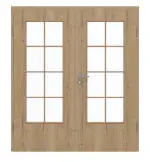 Frontansicht von GARANT Doppelflügeltür inkl. Zarge Authentic Risseiche GCK08 mit Lichtausschnitt LA-DIN Sprosse SP1